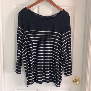 Laila Jayde navy stripe blouse 3/4 sleeve